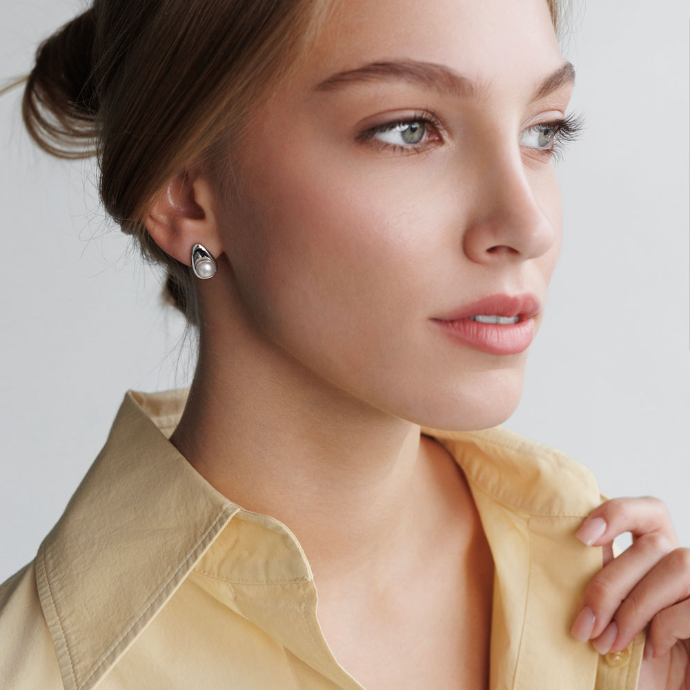 Cercei argint cu perle naturale albe si tortite DiAmanti SK25361EL_W-G Cercei argint cu perle naturale albe si tortite DiAmanti SK25361EL_W-G